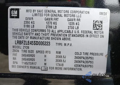 2025 Buick Envision Sport Touring Awd from USA, damaged, VIN LRBFZLE45SD006223